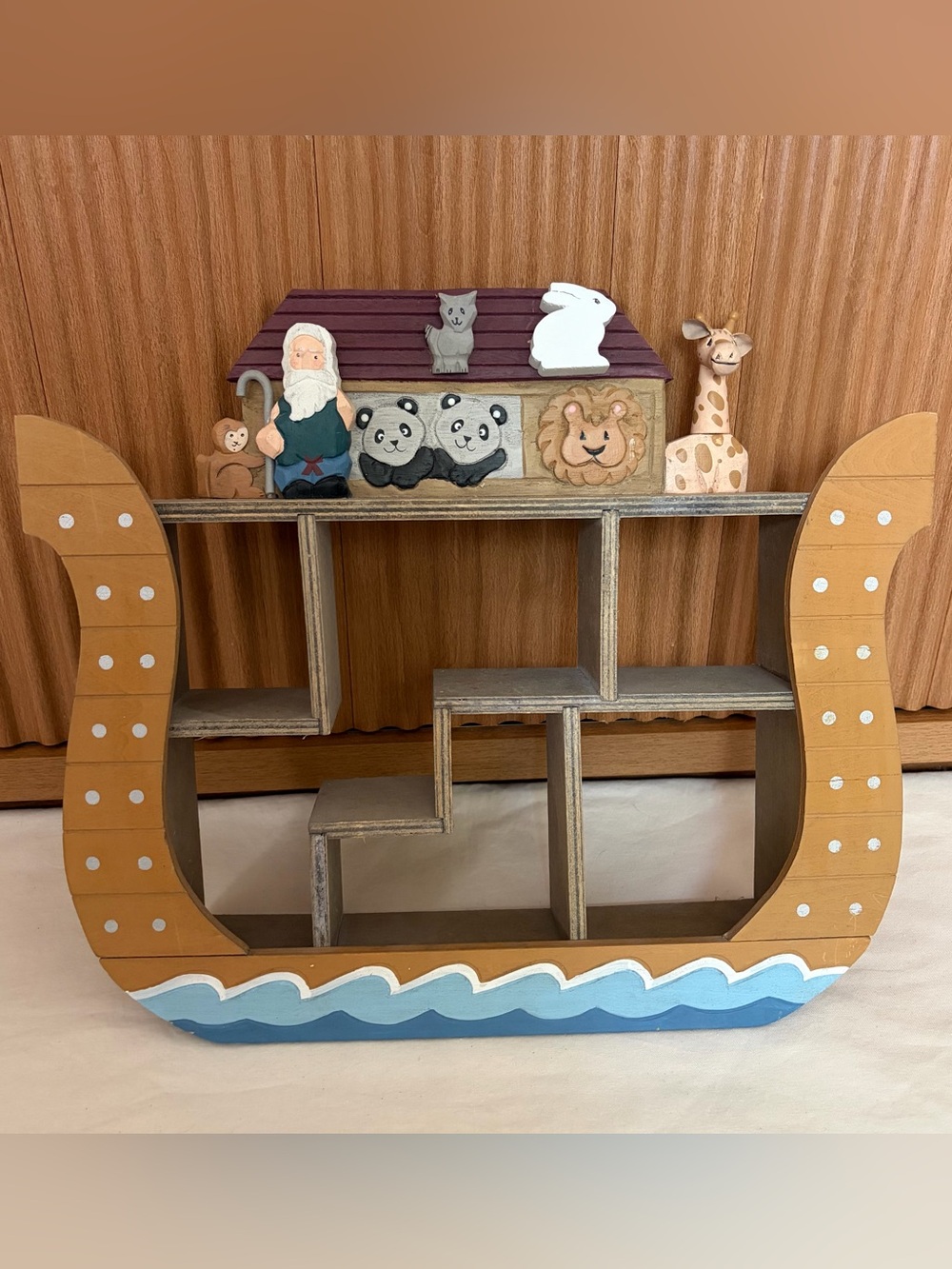 Vintage Noah’s Ark Trinket Shelf Baby Nursery Decor wall hanging